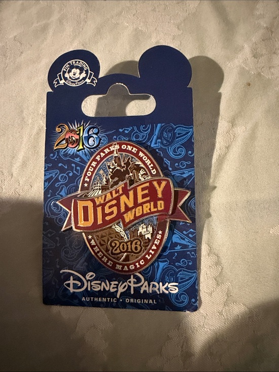 Disney Other - Disney Theme Park Pin Backing Card in Navy Blue with Yellow Accent